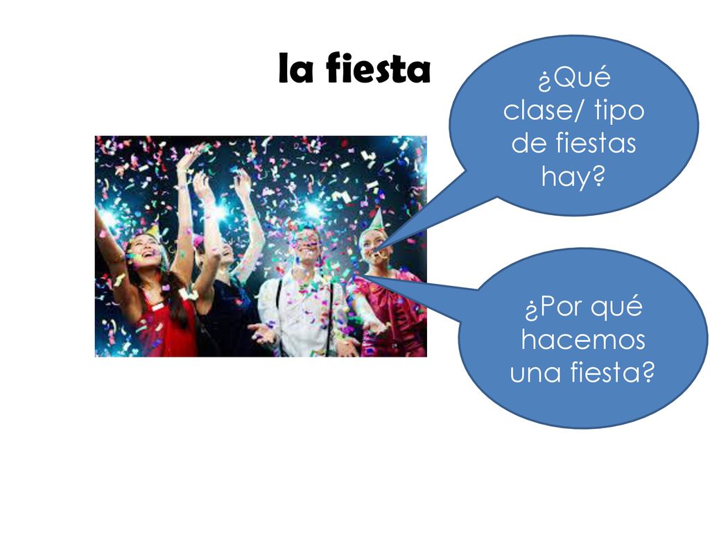 la fiesta ¿Qué clase/ tipo de fiestas hay
