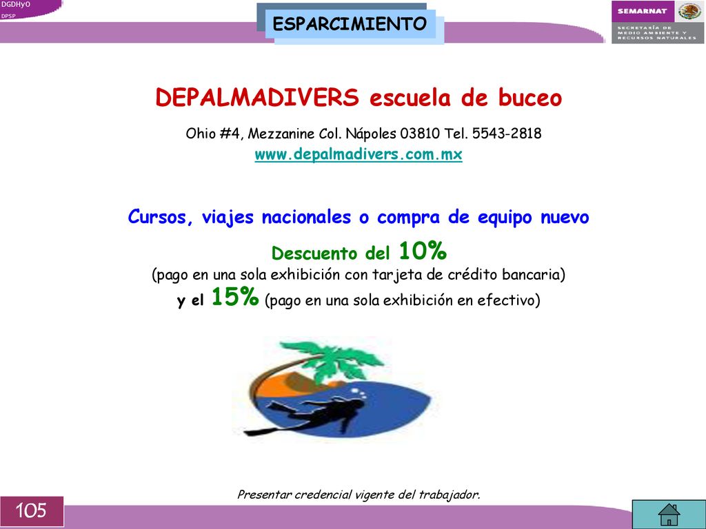 ESPARCIMIENTO DEPALMADIVERS escuela de buceo Ohio #4, Mezzanine Col. Nápoles Tel