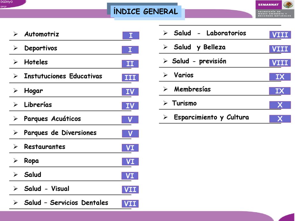 ÍNDICE GENERAL I VIII I VIII VIII II III IX IV IX IV X V X V VI VI VI