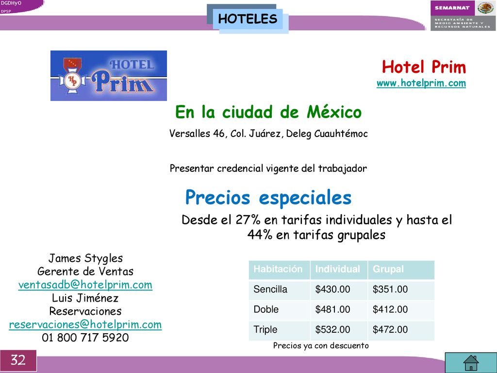 Precios especiales Hotel Prim En la ciudad de México 32 HOTELES