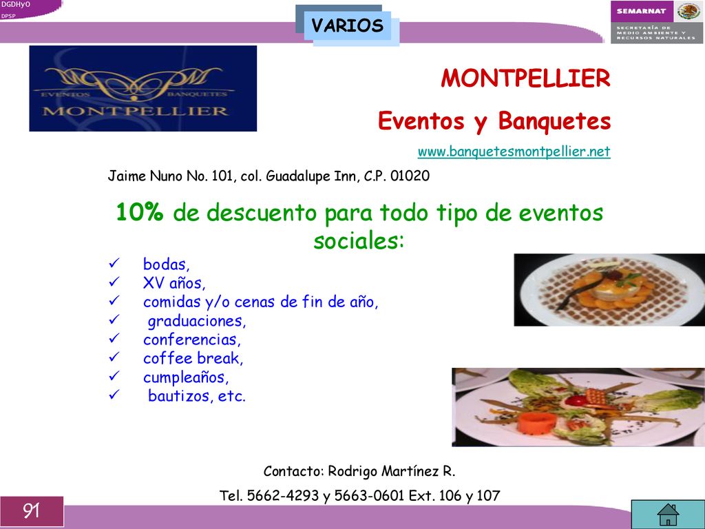 10% de descuento para todo tipo de eventos sociales: