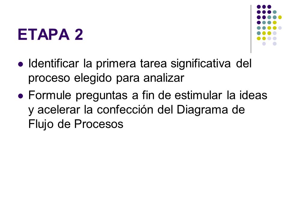ETAPA 2 Identificar la primera tarea significativa del proceso elegido para analizar.