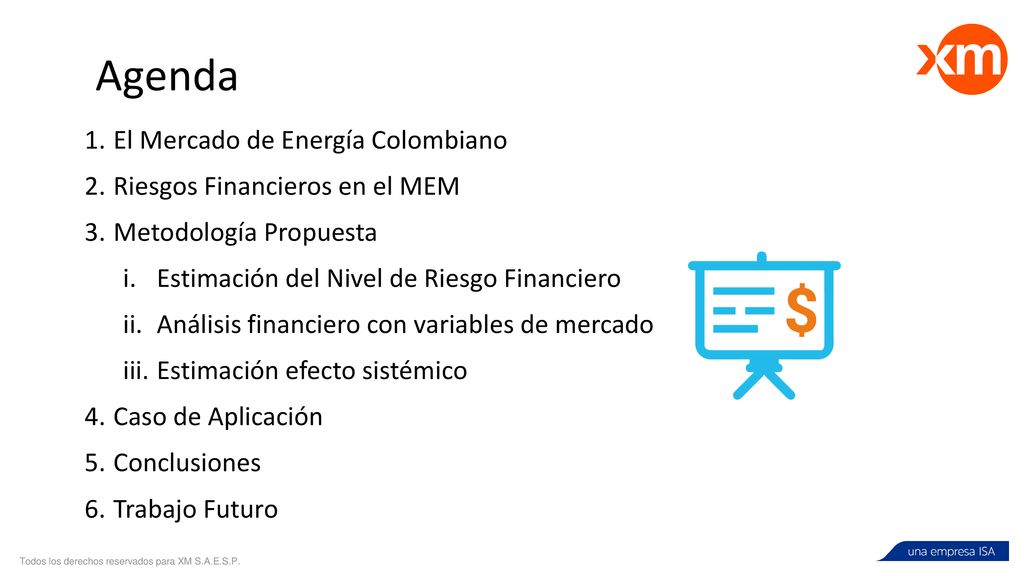 Agenda El Mercado de Energía Colombiano Riesgos Financieros en el MEM