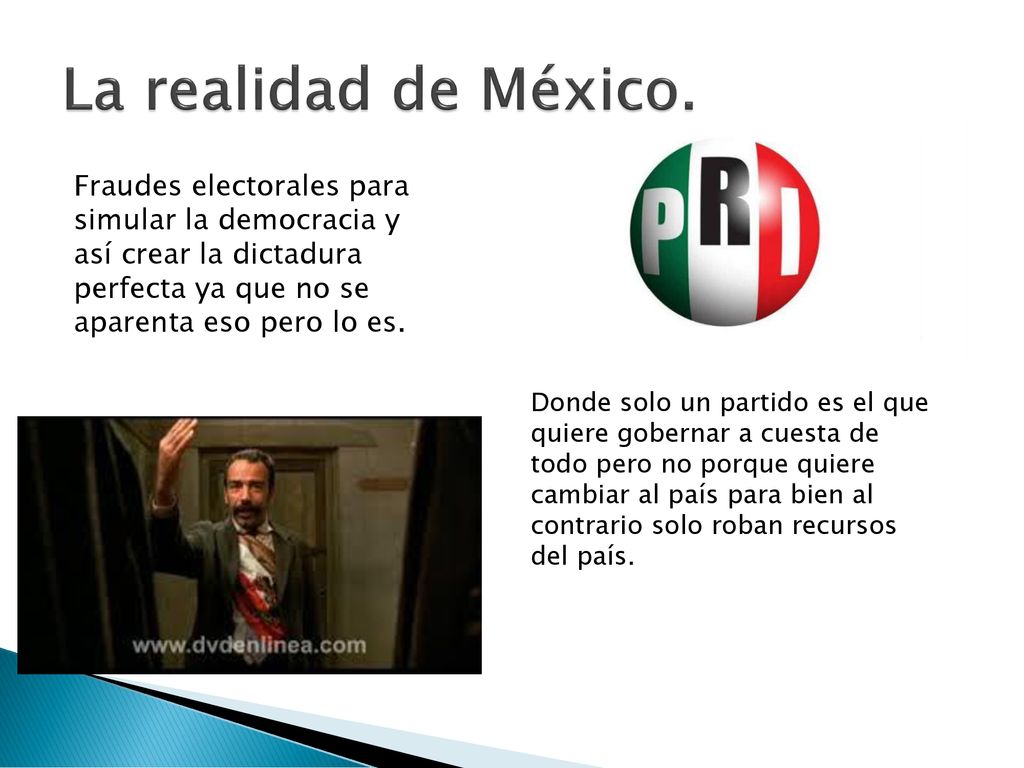 La realidad de México. Fraudes electorales para simular la democracia y así crear la dictadura perfecta ya que no se aparenta eso pero lo es.