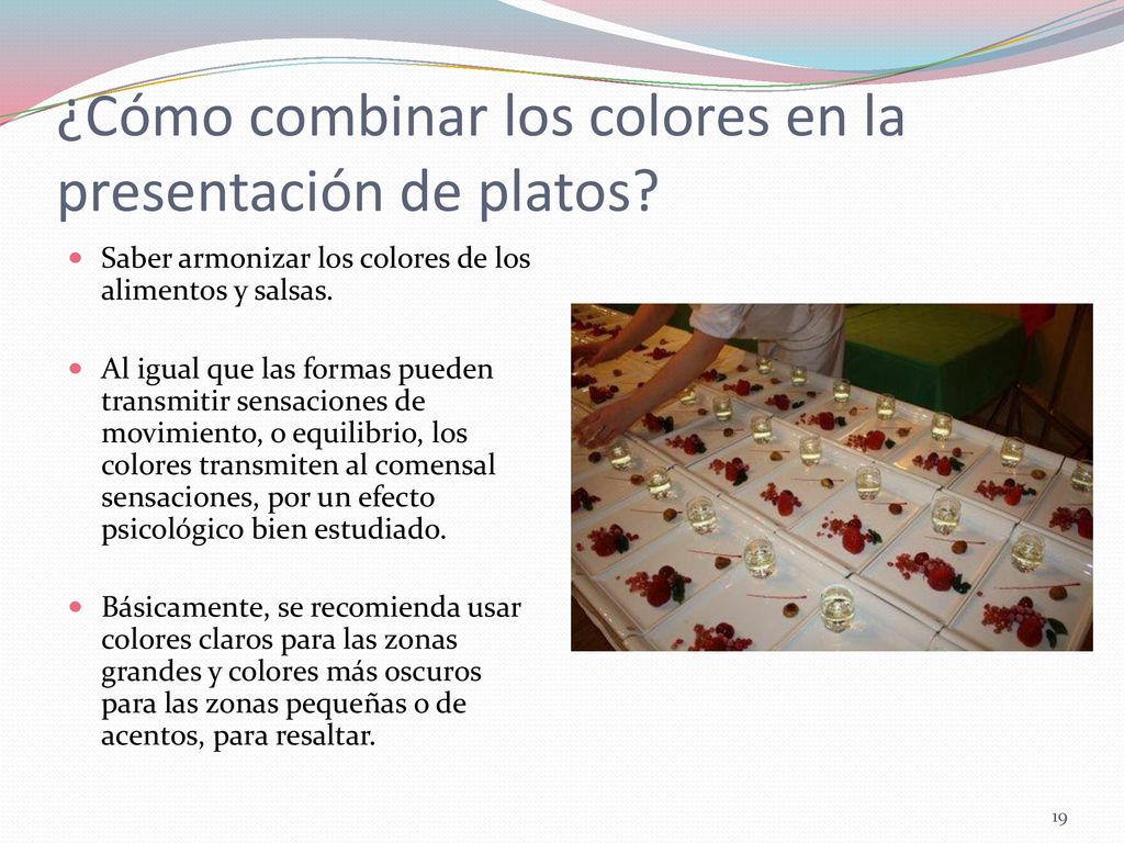 ¿Cómo combinar los colores en la presentación de platos