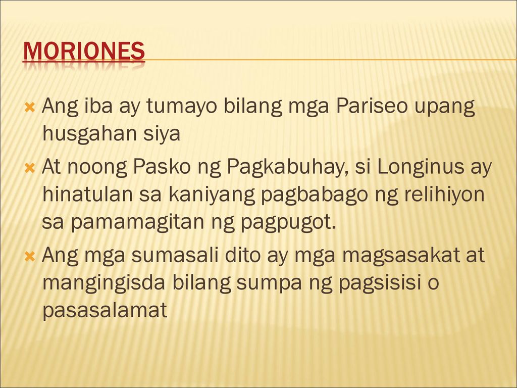 Moriones Ang iba ay tumayo bilang mga Pariseo upang husgahan siya