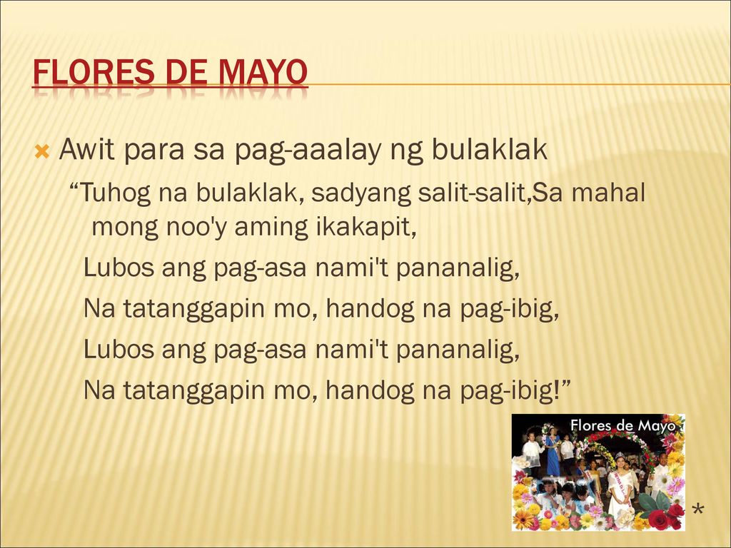 Flores De Mayo Awit para sa pag-aaalay ng bulaklak