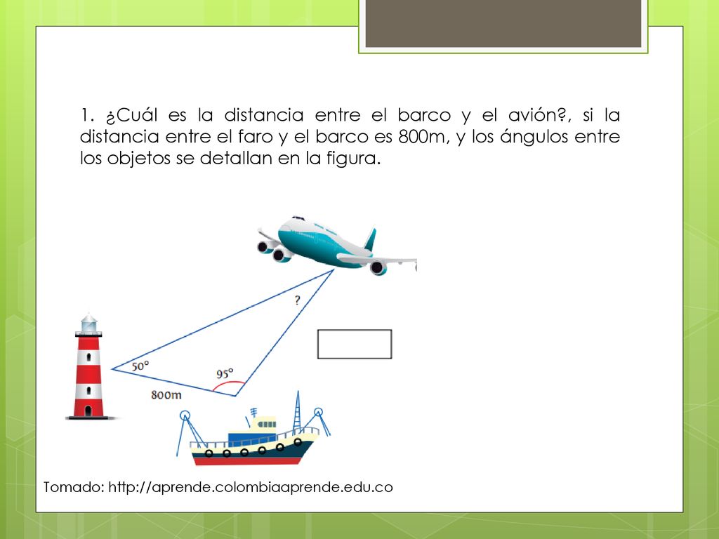 1. ¿Cuál es la distancia entre el barco y el avión