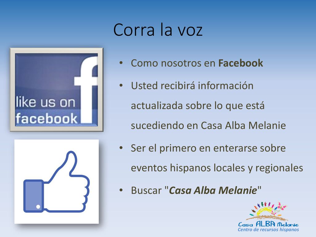 Corra la voz Como nosotros en Facebook