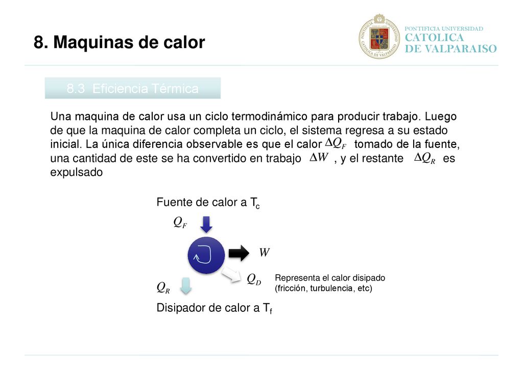 8. Maquinas de calor 8.3 Eficiencia Térmica CATOLICA DE VALPARAISO