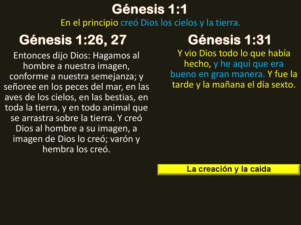 En el principio creó Dios los cielos y la tierra.