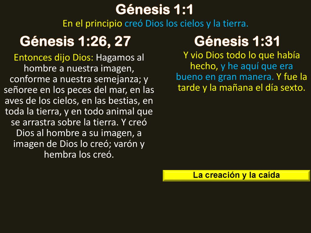 En el principio creó Dios los cielos y la tierra.
