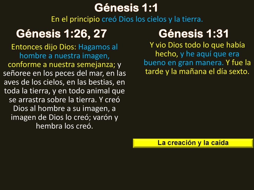 En el principio creó Dios los cielos y la tierra.