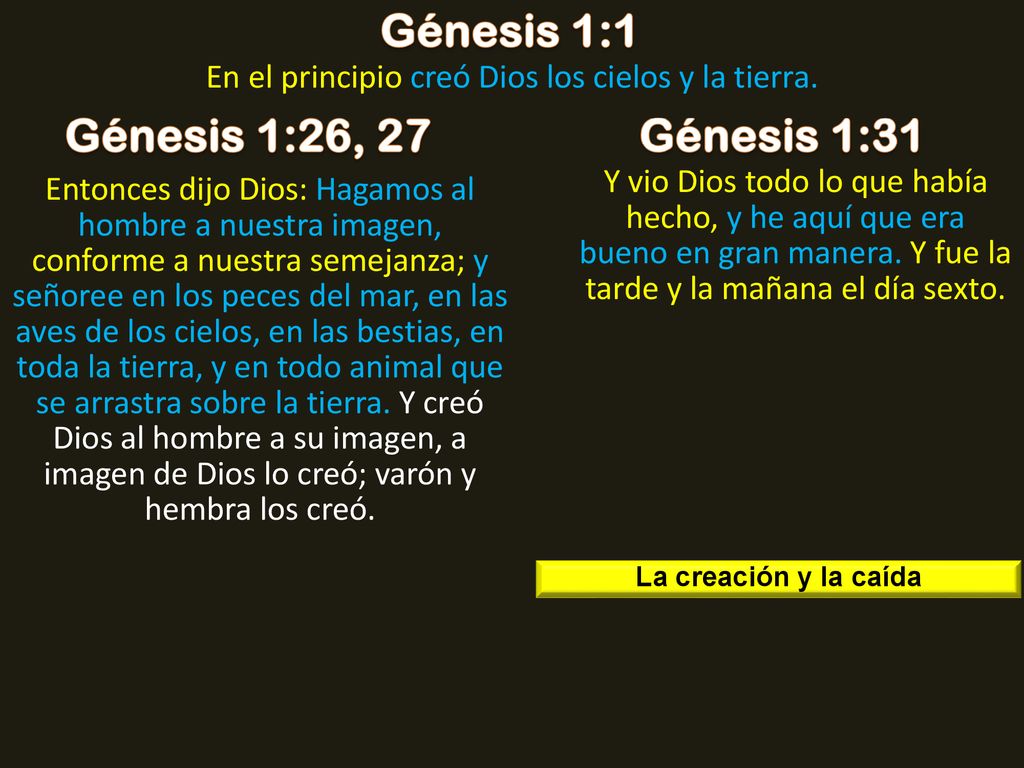 En el principio creó Dios los cielos y la tierra.