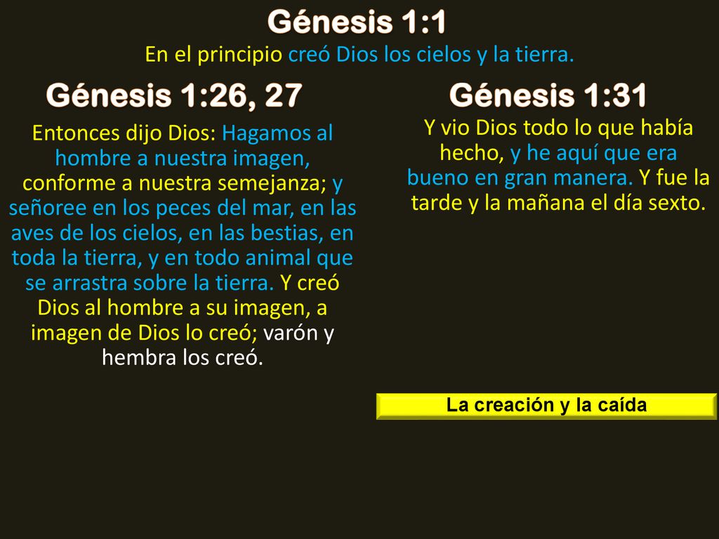 En el principio creó Dios los cielos y la tierra.
