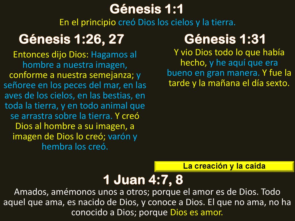 En el principio creó Dios los cielos y la tierra.