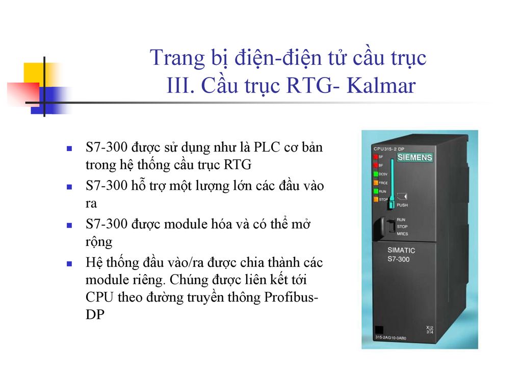 Trang bị điện-điện tử cầu trục III. Cầu trục RTG- Kalmar