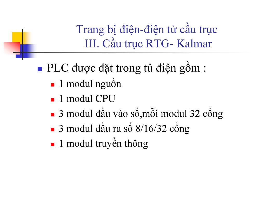 Trang bị điện-điện tử cầu trục III. Cầu trục RTG- Kalmar