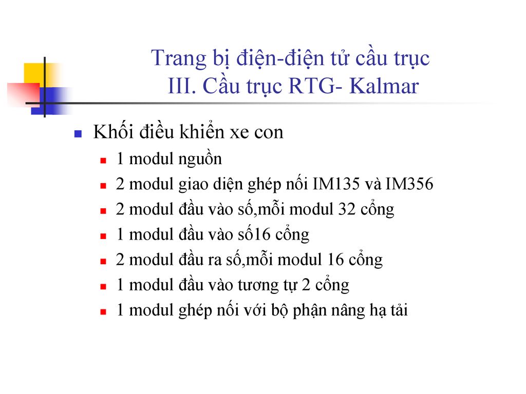 Trang bị điện-điện tử cầu trục III. Cầu trục RTG- Kalmar