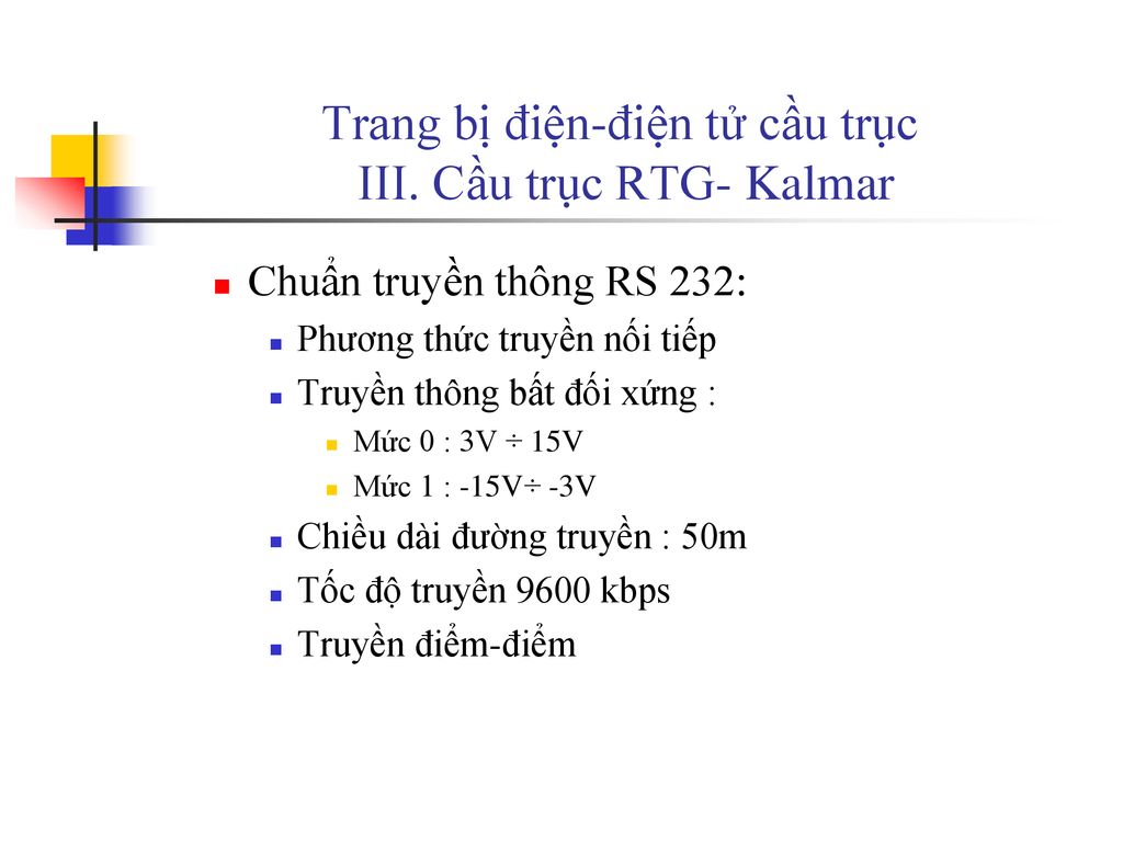Trang bị điện-điện tử cầu trục III. Cầu trục RTG- Kalmar