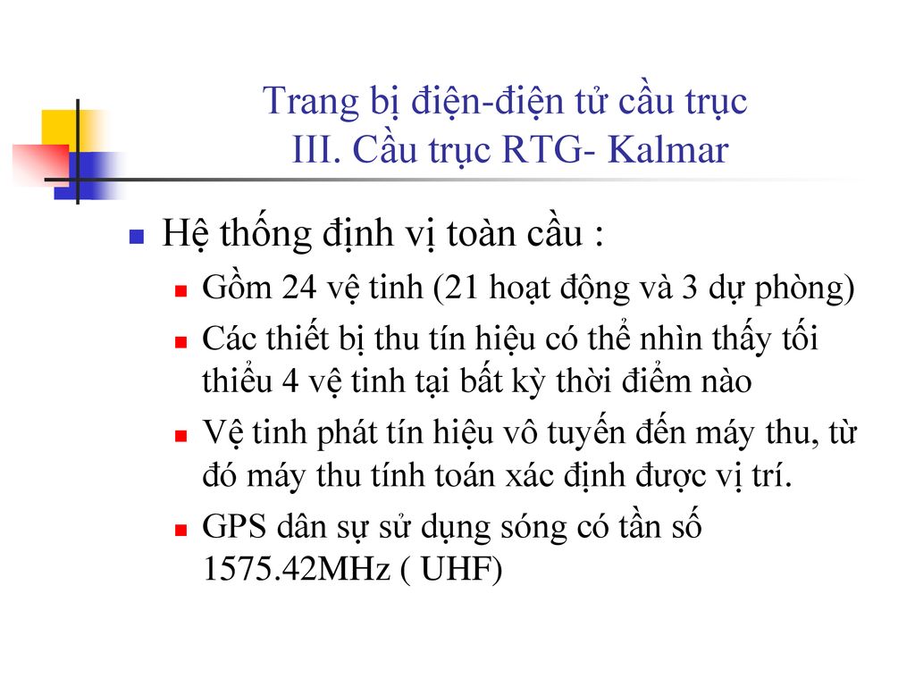 Trang bị điện-điện tử cầu trục III. Cầu trục RTG- Kalmar