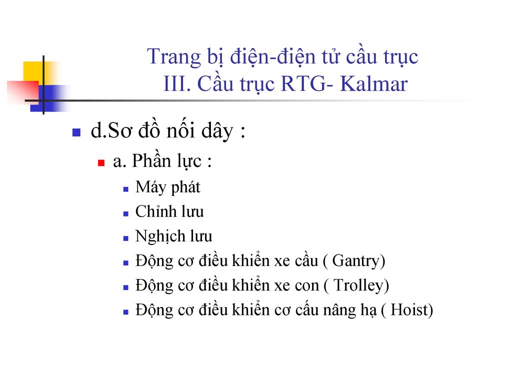 Trang bị điện-điện tử cầu trục III. Cầu trục RTG- Kalmar