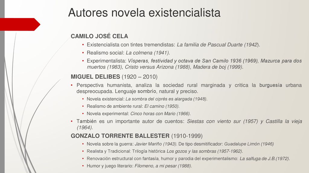 Autores novela existencialista