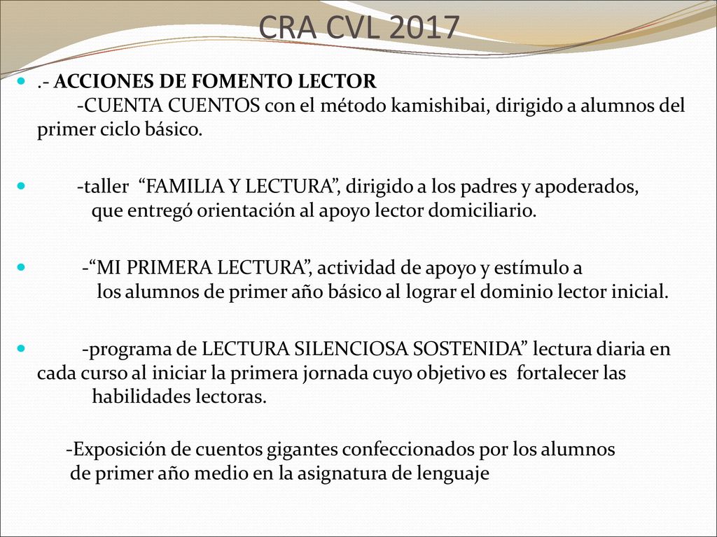 CRA CVL ACCIONES DE FOMENTO LECTOR -CUENTA CUENTOS con el método kamishibai, dirigido a alumnos del primer ciclo básico.
