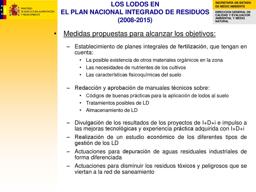 LOS LODOS EN EL PLAN NACIONAL INTEGRADO DE RESIDUOS ( )