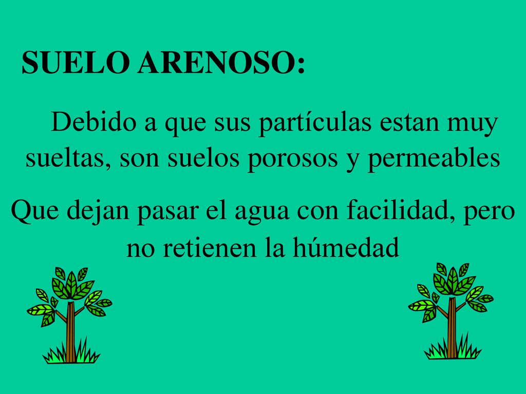 Que dejan pasar el agua con facilidad, pero no retienen la húmedad
