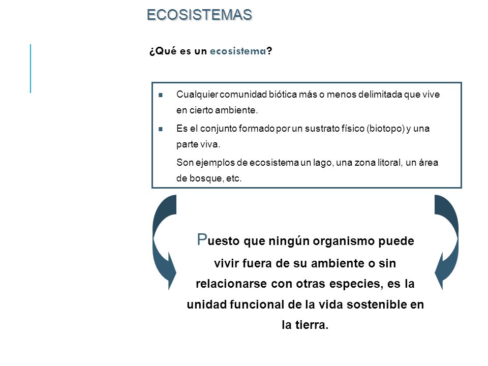 ECOSISTEMAS ¿Qué es un ecosistema Cualquier comunidad biótica más o menos delimitada que vive en cierto ambiente.
