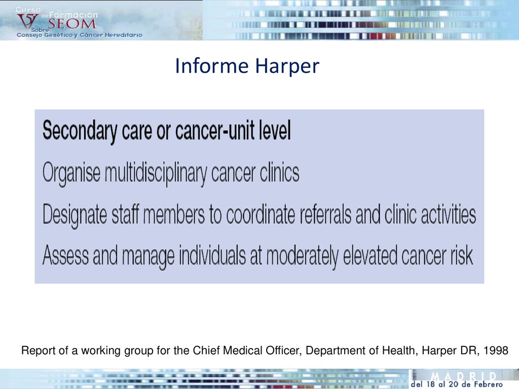 Informe Harper Report of a working group for the Chief Medical Officer, Department of Health, Harper DR,