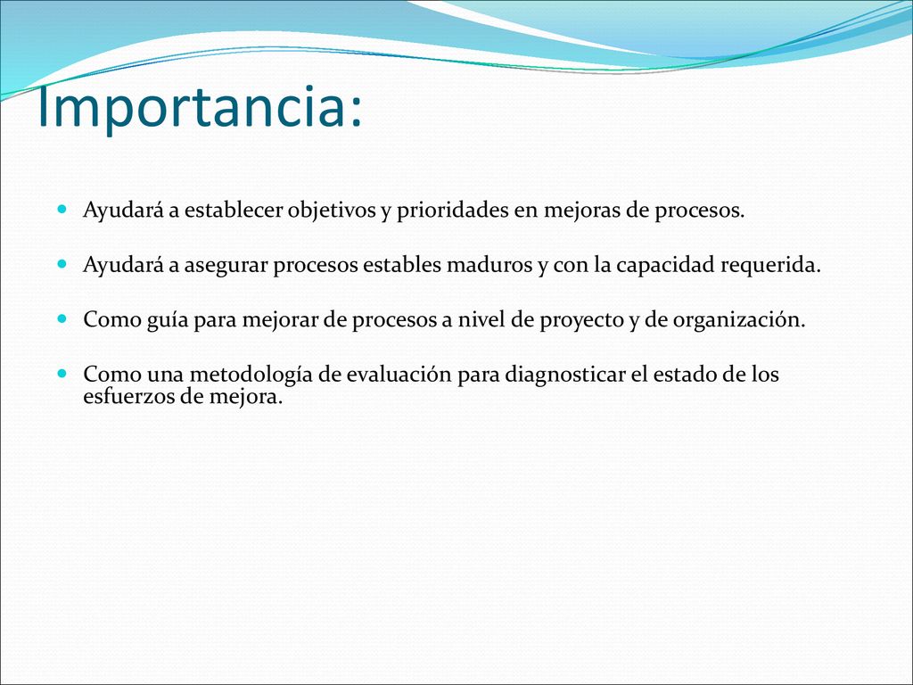 Importancia: Ayudará a establecer objetivos y prioridades en mejoras de procesos.