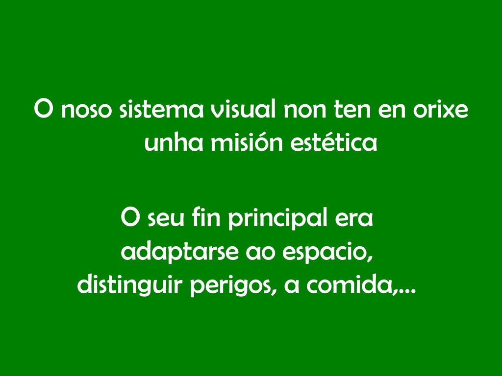 O noso sistema visual non ten en orixe unha misión estética
