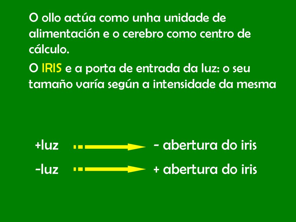 +luz - abertura do iris -luz + abertura do iris