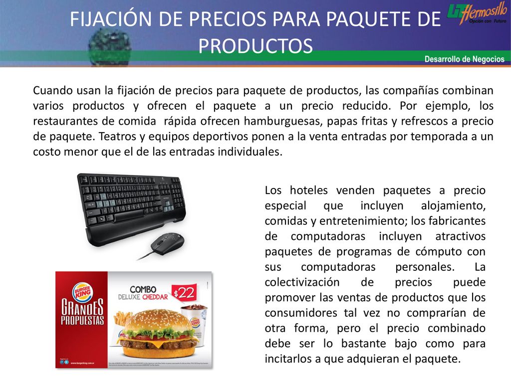 FIJACIÓN DE PRECIOS PARA PAQUETE DE PRODUCTOS