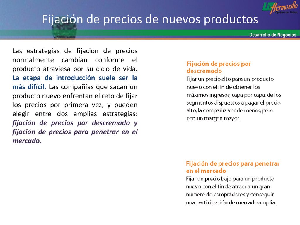 Fijación de precios de nuevos productos