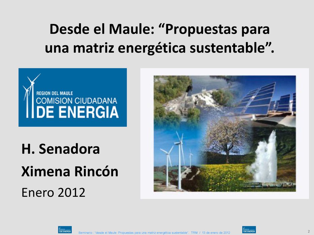 Desde el Maule: Propuestas para una matriz energética sustentable .