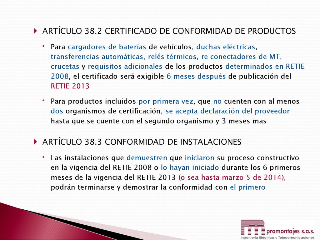 ARTÍCULO 38.2 CERTIFICADO DE CONFORMIDAD DE PRODUCTOS