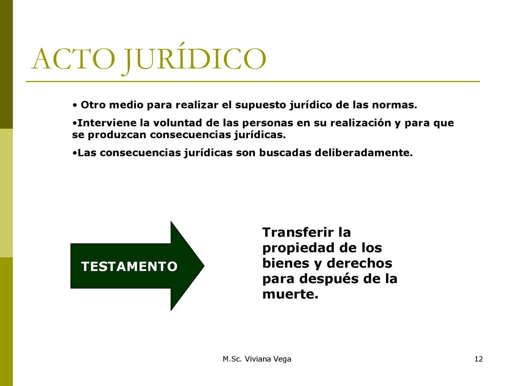 ACTO JURÍDICO Otro medio para realizar el supuesto jurídico de las normas.