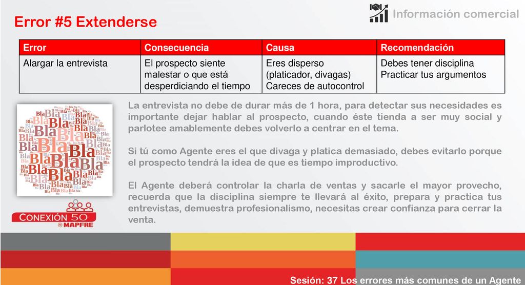 Error #5 Extenderse Información comercial Error Consecuencia Causa