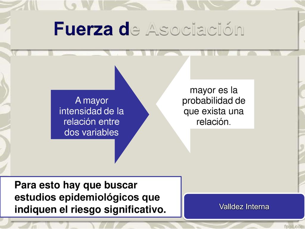 mayor es la probabilidad de. que exista una. relación. A mayor. intensidad de la. relación entre.