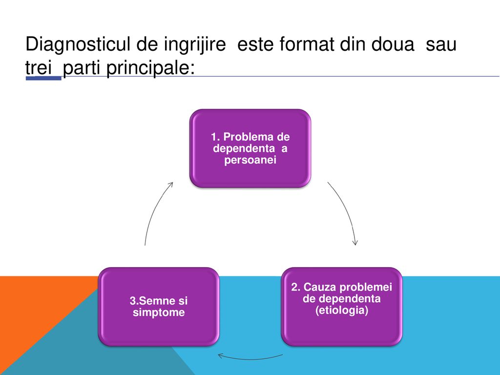 Diagnosticul de ingrijire este format din doua sau trei parti principale: