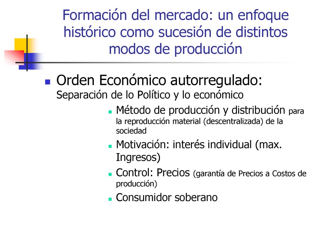 Formación del mercado: un enfoque histórico como sucesión de distintos modos de producción