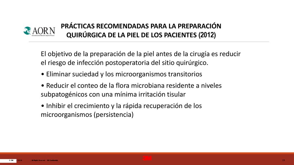 PRÁCTICAS RECOMENDADAS PARA LA PREPARACIÓN QUIRÚRGICA DE LA PIEL DE LOS PACIENTES (2012)
