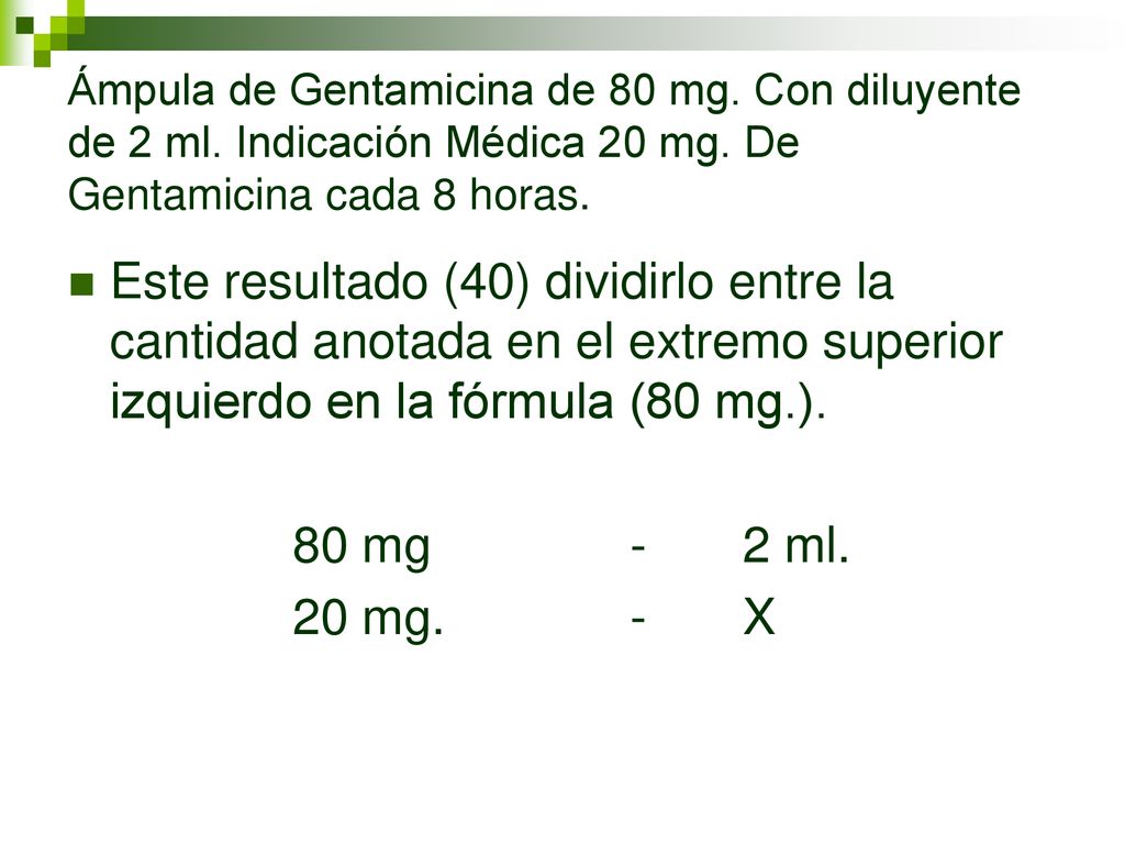 Ámpula de Gentamicina de 80 mg. Con diluyente de 2 ml