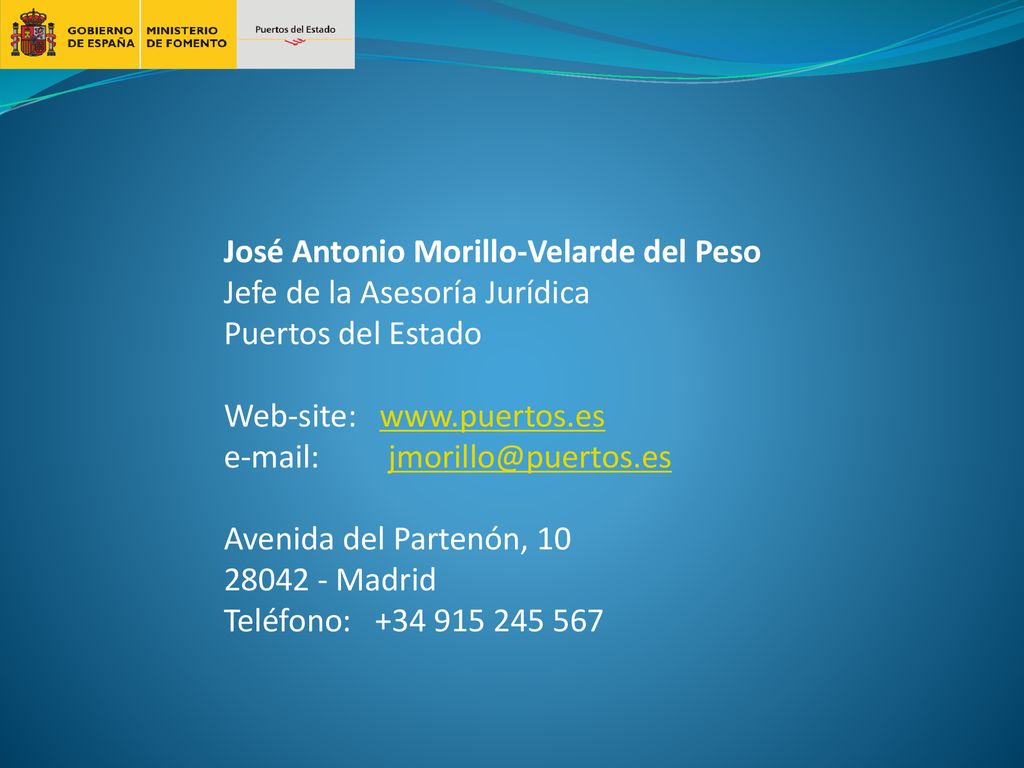 José Antonio Morillo-Velarde del Peso Jefe de la Asesoría Jurídica