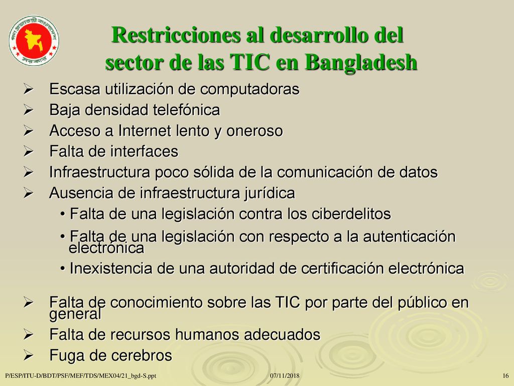Restricciones al desarrollo del sector de las TIC en Bangladesh