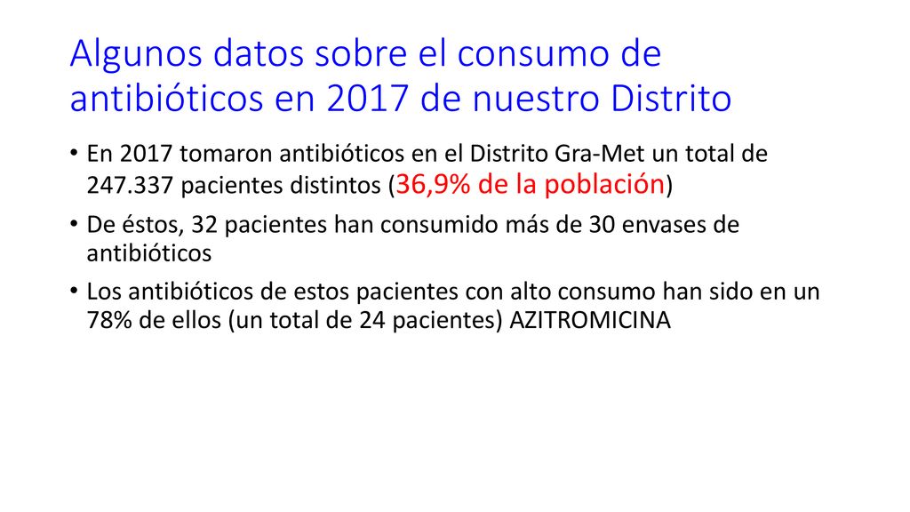 Algunos datos sobre el consumo de antibióticos en 2017 de nuestro Distrito