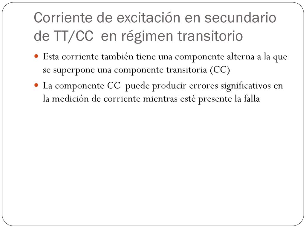 Corriente de excitación en secundario de TT/CC en régimen transitorio